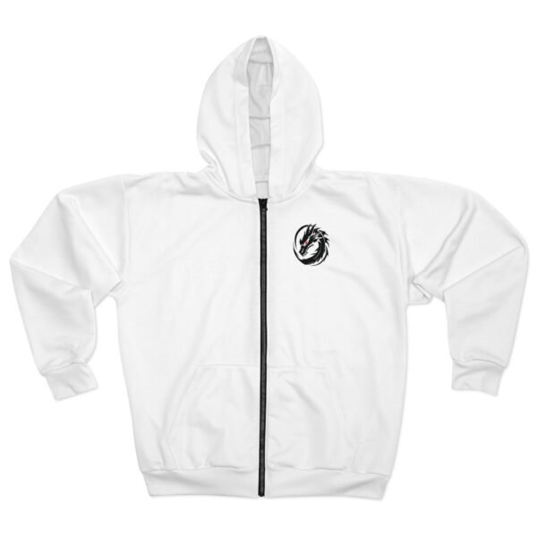 Mens White Zip Hoodie - Image 3