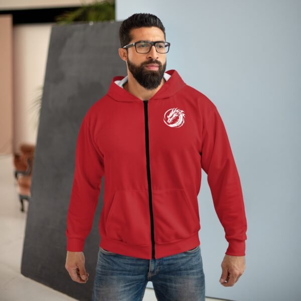 Mens Red Zip Hoodie - Image 4